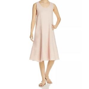 Eileen Fisher Organic Handkerchief Linen Powder Pink Tank Dress W/Slip $248
